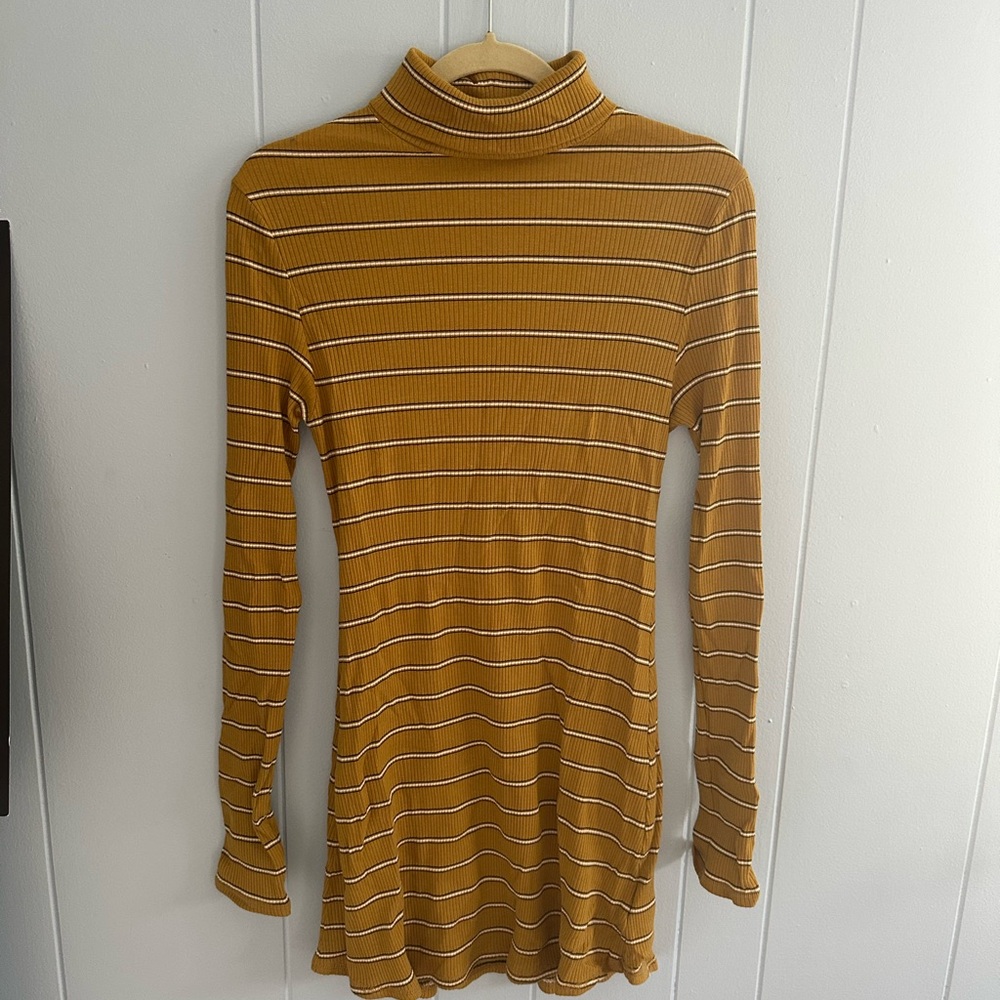Urban Outfitters BDG Yellow Long Sleeve Fitted Turtleneck Dress